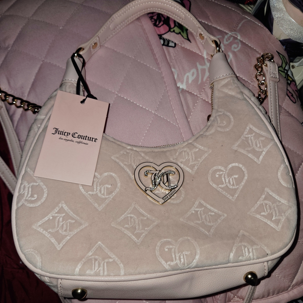 Pink Juicy Couture Velvet Shoulder Bag